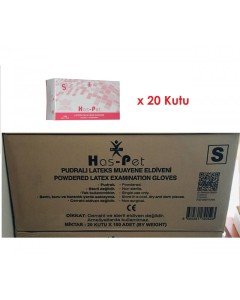 Has-Pet Pudralı Lateks Muayene Eldiveni (Small) 100'lü x 20 Paket-1 Koli