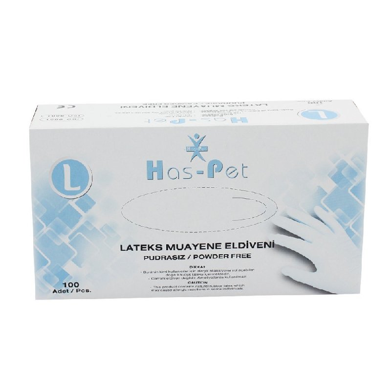 Has-Pet Pudrasız Lateks Eldiven (Large) 100'lü x 20 Paket / Koli