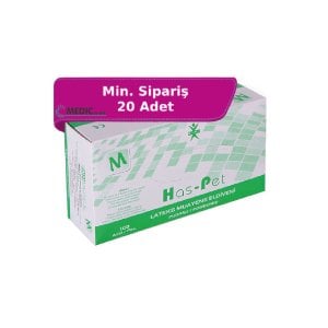 Has-Pet Pudralı Lateks Muayene Eldiveni (Medium) 100'lü Paket