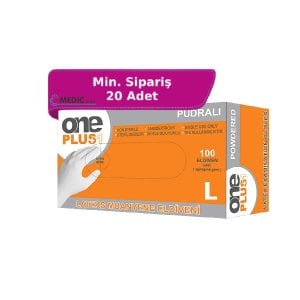 OnePlus Lateks Pudralı Muayene Eldiveni (Large) 100'lü Paket