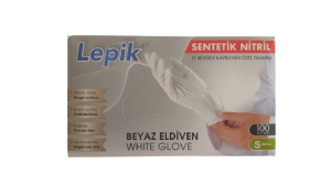 Lepik Beyaz Pudrasız Sentetik Nitril Eldiven (Small) 100'lü Paket