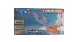 Lepik Mavi  Pudrasız Sentetik Nitril Eldiven (Medium) 100'lü Paket