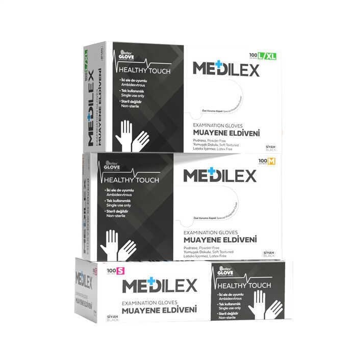 Reflex Medilex Siyah Pudrasız TPE Eldiven (L-XL) 100'lü x 20 Kutu - 1 Koli