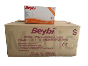 Beybi Pudralı Lateks Muayene Eldiveni (SML) 100'lü x 200 Paket - 10 Koli