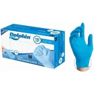 Dolphin Mavi Pudrasız Nitril Muayene Eldiveni (Medium) 100'lü x 20 Pk / Koli