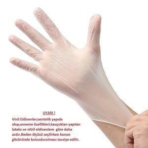 MDG Şeffaf Pudrasız Vinil Muayene Eldiveni 100'lü Paket (Medium-Orta)