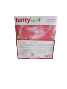 tenty Şeffaf Pudrasız Vinil Muayene Eldiveni 100'lü Paket (Medium)