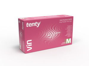 tenty Şeffaf Pudrasız Vinil Muayene Eldiveni 100'lü Paket (Medium)