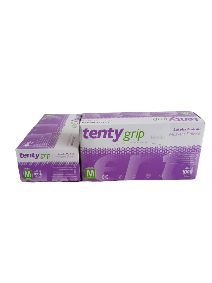 tenty Lateks Pudralı Muayene Eldiveni (Small) 100'lü x 10 Paket