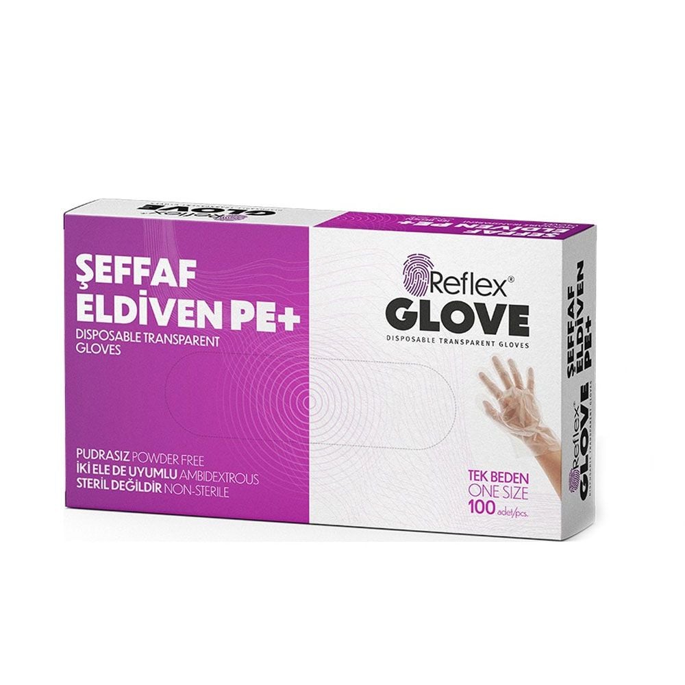 Reflex Glove PE+ Şeffaf Hışır Poşet PET Eldiven 100'lü