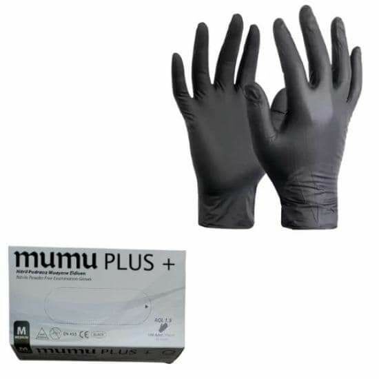mumu Siyah Pudrasız Nitril Eldiven (Medium) 100'lü Paket