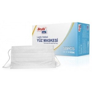 Beybi Lastikli Cerrahi Bez Ağız Burun Maskesi 1 Paket (50'li, 2 Katlı)