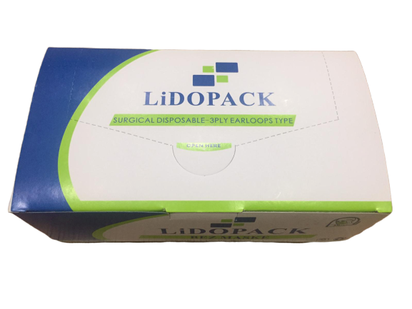 LİDOPACK Lastikli Cerrahi Bez Ağız Burun Maskesi 1 Paket (50'li, 2 Katlı)