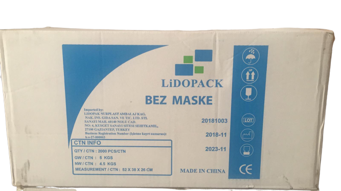LİDOPACK Lastikli Cerrahi Bez Ağız Burun Maskesi 40 Paket (50'li, 2 Katlı,2000 Adet)