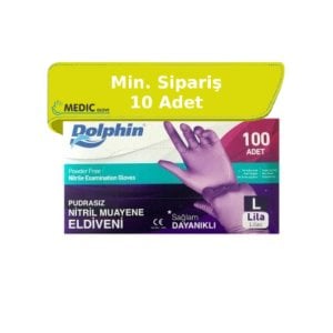 Dolphin Lila Pudrasız  Nitril Eldiven (Large) 100'lü x Paket