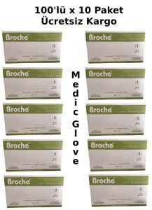 Broche Pudrasız Lateks Muayene Eldiveni 100'lü x 10 Paket (Small)