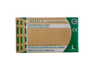 BİMEL Lateks Pudrasız Muayene Eldiveni (Large) 100'lü Paket