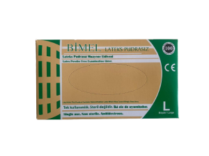 BİMEL Lateks Pudrasız Muayene Eldiveni (Large) 100'lü x 20 Paket - 1 Koli