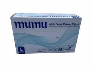 mumu Lateks Pudralı Muayene Eldiveni 100'lü x 20 Paket - 1 Koli (Large)