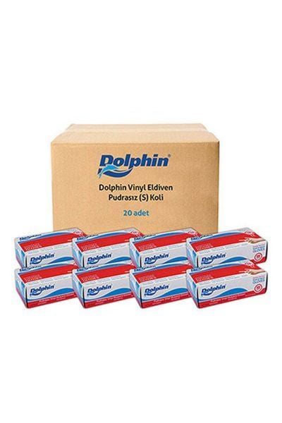 Dolphin Şeffaf Pudrasız Vinil Muayene Eldiveni (Medium) 100'lü x 20 Paket-1 Koli