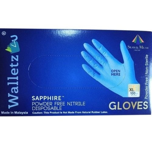 Walletz4U Mavi Pudrasız Nitril Muayene Eldiveni - 10 Paket - 1 Koli (XL)