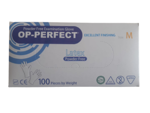 OP-PERFECT  Pudrasız Lateks Muayene Eldiveni (Medium) 100'lü Paket