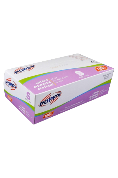 POPPY Pudralı Lateks Muayene Eldiveni (Small) 100'lü Paket