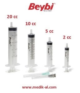 Beybi 20 cc Yeşil & Siyah Enjektör  Şırınga - 500 Adet-1 Koli