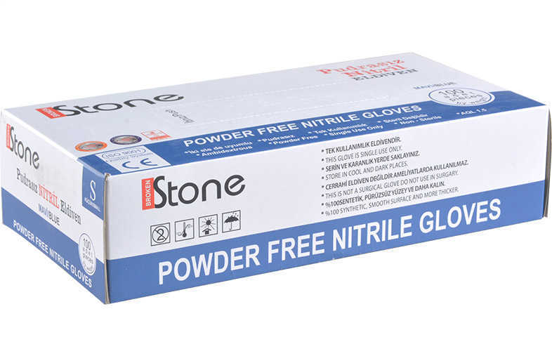 BROKEN Stone Pudrasız Mavi Nitril Eldiven 100'lü  Paket - (Large)