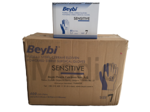 Beybi Steril Cerrahi Eldiven Pudralı Sensitive 50'li-8 Kutu-1 Koli (No:6,5)