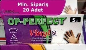 OP-PERFECT Pudrasız Vinil Muayene Eldiveni (Small) 100'lü Paket