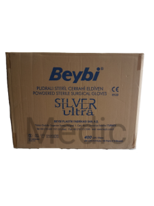 Beybi Pudralı Steril Cerrahi Eldiven Silver Ultra 50'li Paket (No:8,0) x 8 Pk-1 Koli
