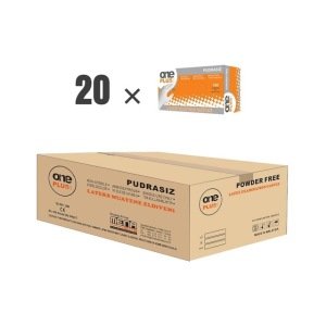 onePLUS Pudrasız Lateks Muayene Eldiveni (Large) 100'lü x 20 Paket - Koli