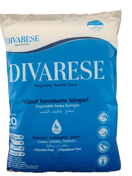 DIVARESE Vücut Temizleme Süngeri Lifi 20'li x 50 Paket / Koli