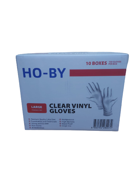 HO-BY Pudrasız Vinil Muayene Eldiveni (Large) 100'lü x 10 Paket - Koli
