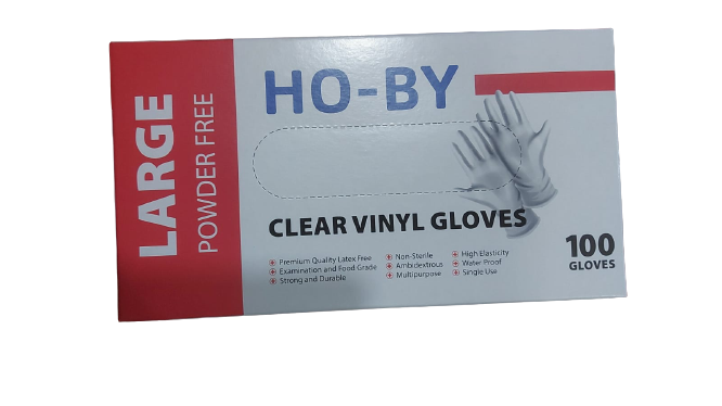 HO-BY Pudrasız Vinil Muayene Eldiveni (Large) 100'lü x Paket