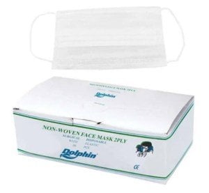 Dolphin Lastikli Cerrahi Bez Ağız Burun Maskesi 40 PK  (50'li, 2 Katlı,2000 Adet)