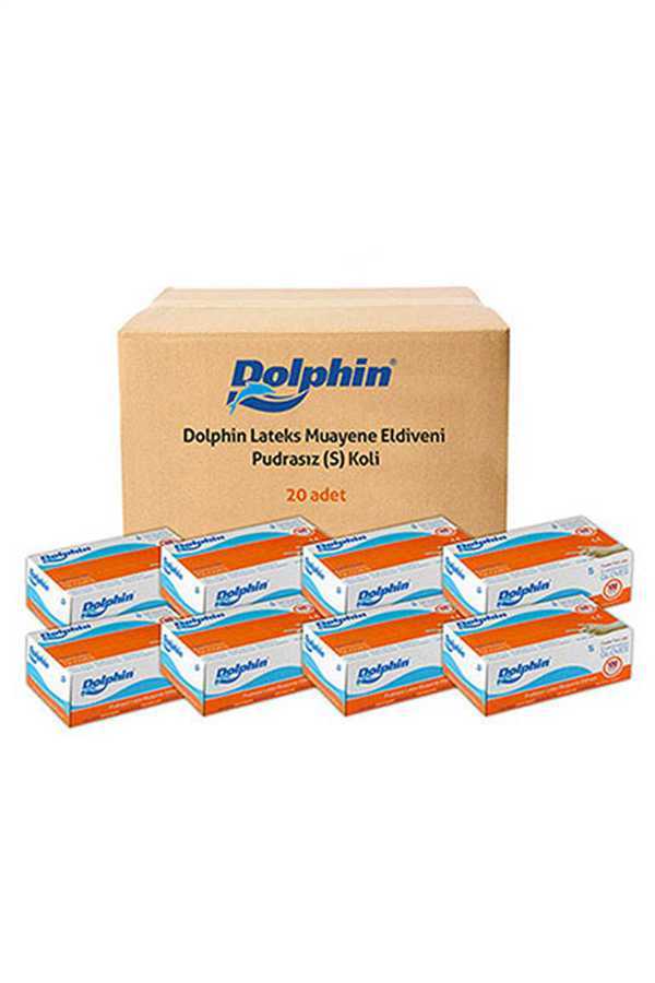 Dolphin Pudrasız Lateks Muayene Eldiveni (Small) - 20 Paket / Koli