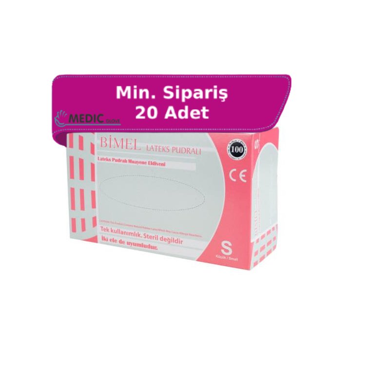 BİMEL Lateks Pudralı (Small) Muayene Eldiveni 100'lü Paket