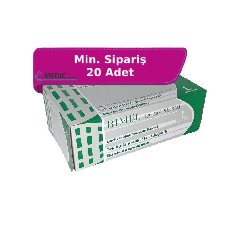BİMEL Lateks Pudralı (Large) Muayene Eldiveni 100'lü Paket