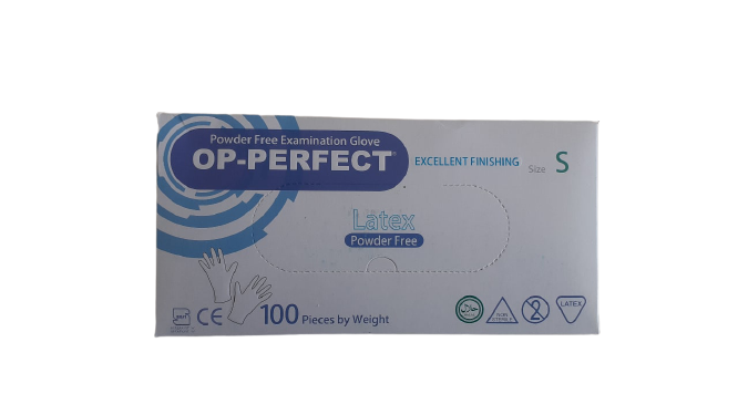 OP-PERFECT  Pudrasız Lateks Muayene Eldiveni (Small) 100'lü Paket