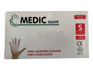 MEDIC GLOVE Şeffaf Pudrasız Vinil Muayene Eldiveni (Small) 100'lü x 5 Paket
