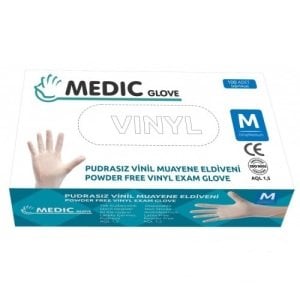 MEDIC GLOVE Şeffaf Pudrasız Vinil Muayene Eldiveni (Medium) 100'lü x 5 Paket