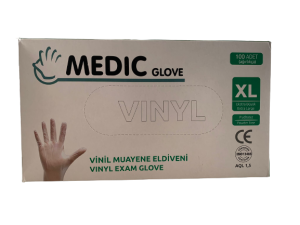 MEDIC GLOVE Şeffaf Pudrasız Vinil Muayene Eldiveni (XL) 100'lü x 5 Paket