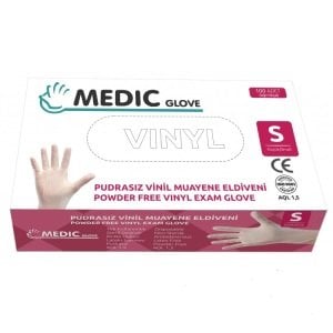 MEDIC GLOVE Şeffaf Pudrasız Vinil Muayene Eldiveni (Small) 100'lü x 10 Paket