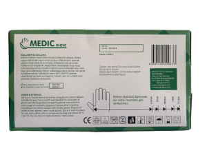 MEDIC GLOVE Şeffaf Pudrasız Vinil Muayene Eldiveni (Large) 100'lü x 10 Paket