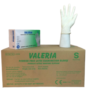 VALERIA Pudrasız Lateks Muayene Eldiveni - 20 Paket - 1 Koli (Small)