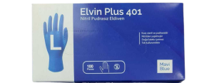 Elvin Plus 401 Mavi Pudrasız Nitril Muayene Eldiveni (Large) 100'lü Pk