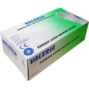 VALERIA Pudrasız Lateks Muayene Eldiveni 100'lü - Paket (Large)