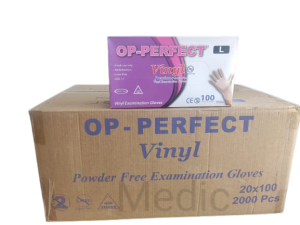 OP-PERFECT Pudrasız Vinil Muayene Eldiveni (Large) 100'lü x 20 Paket-1 Koli